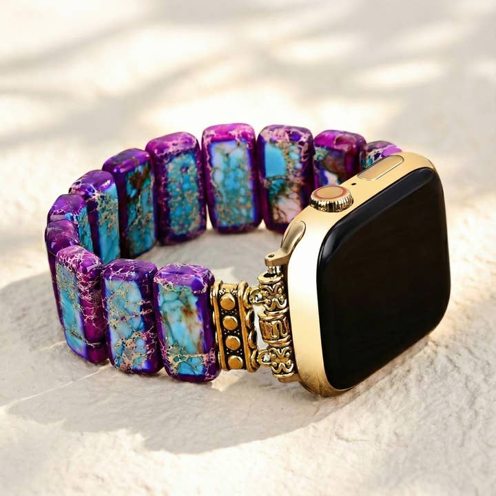 Majestic Tibetan Jasper Stretch Apple Watch Strap for wholesale by Cape Diablo