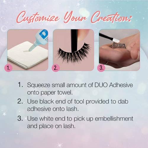 Kasa Style - Wholesale False/Fake Eyelashes - Ardell Winks Dare to Dazzle 222 Lash Kit, Medium Volume, Includes 2 Pairs, Gems, DUO Adhesive