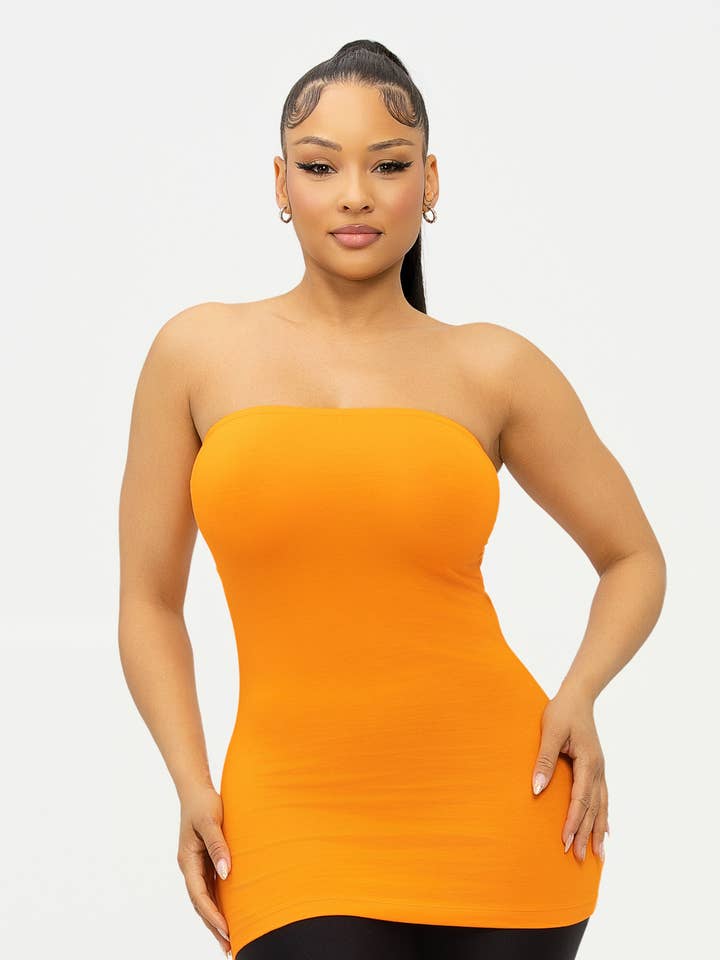 Solid Side Shirring Strapless Cami Basic Tube Top for wholesale by Julia by LoveJ