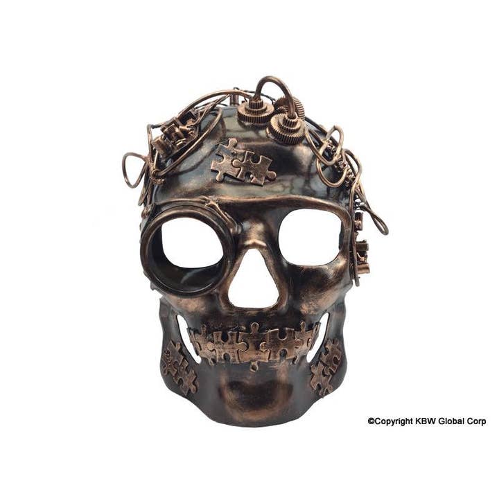 KBW Global Corp. - Wholesale Costume - Unisex - Bronze Steampunk Skull Mask