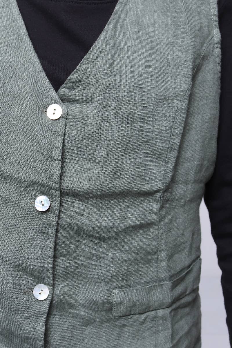 LÉA & LUC - Wholesale Button Down Shirt - Women's - Sleeveless shirt in 100% Linen REF. 514667