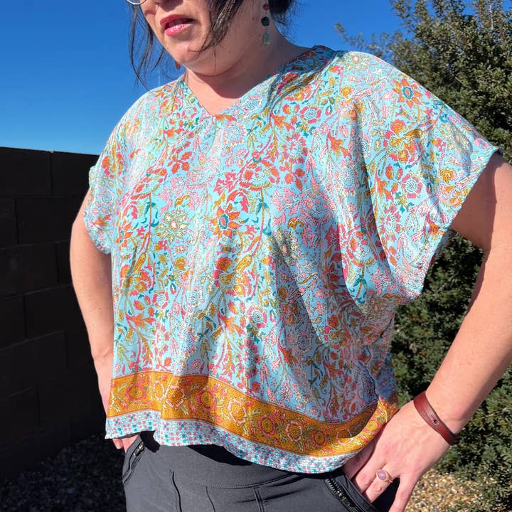 Seeds - Vente Chemisier – femme - Blouse en soie | 100 % soie, motifs uniques, col en V, taille unique2