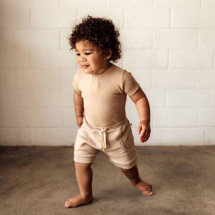 Pebble Short Sleeve Organic Bodysuit for wholesale by Snuggle Hunny