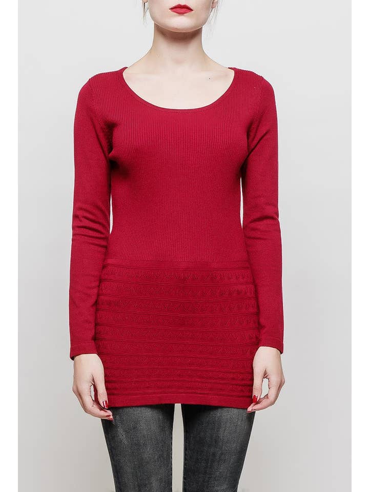MACMAX - Vente Tunique – femme - Tunique en maille VINADA rouge4