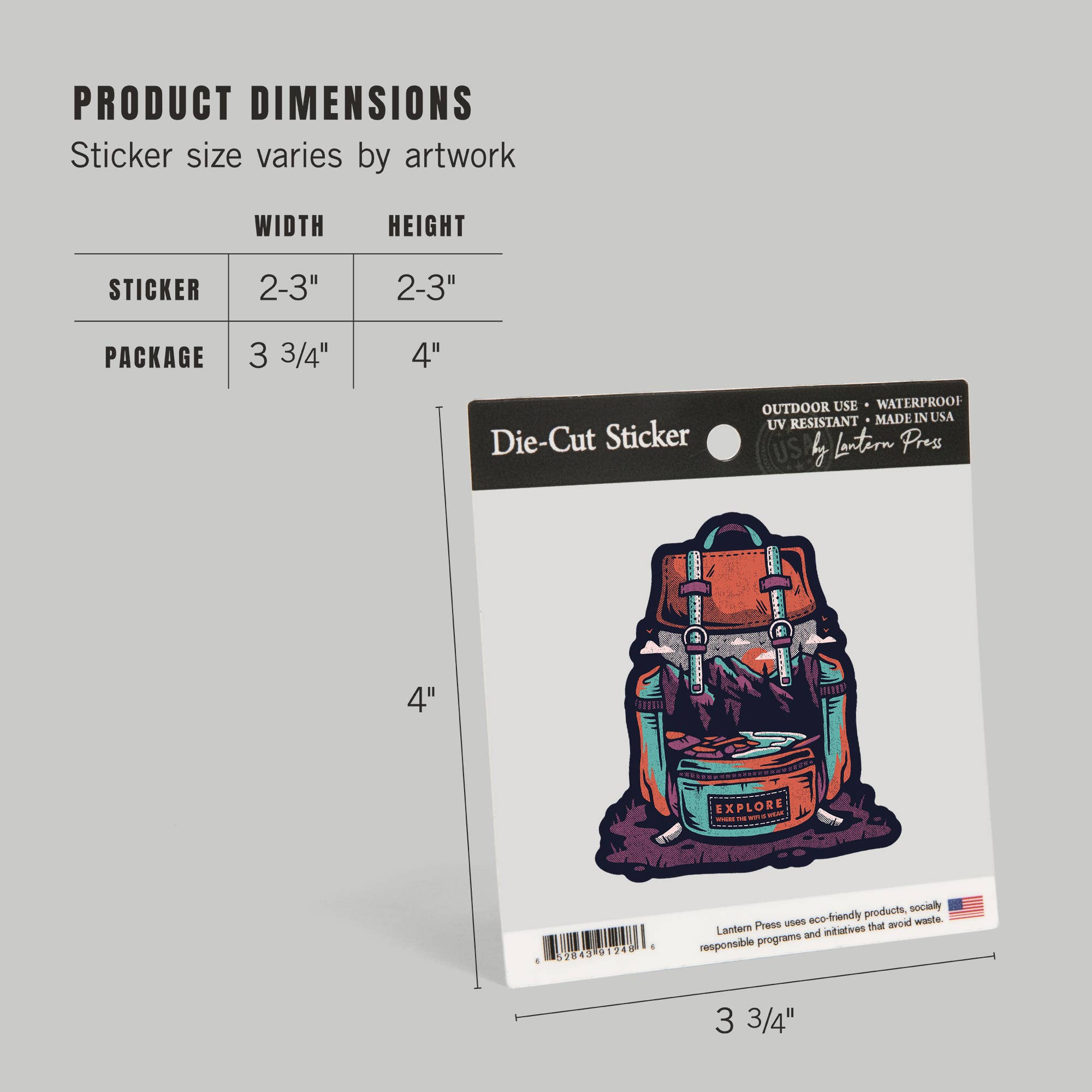 Lantern Press - Venta al por mayor Pegatina - PEGATINAS: Explora dónde el wifi es débil, mochila12