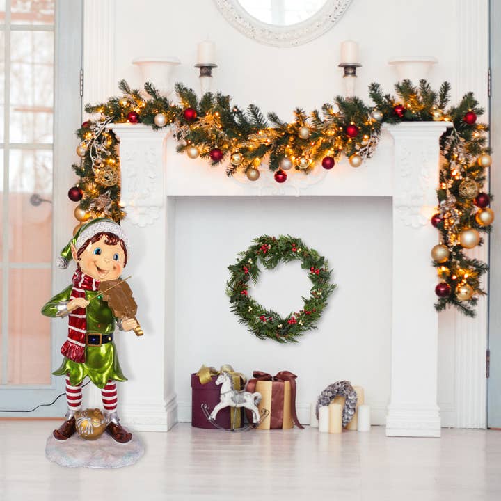 National Tree Company - Wholesale Christmas Decoration - 36 in. Fiddle Playing Pixie Elf with Multicolor Lights1