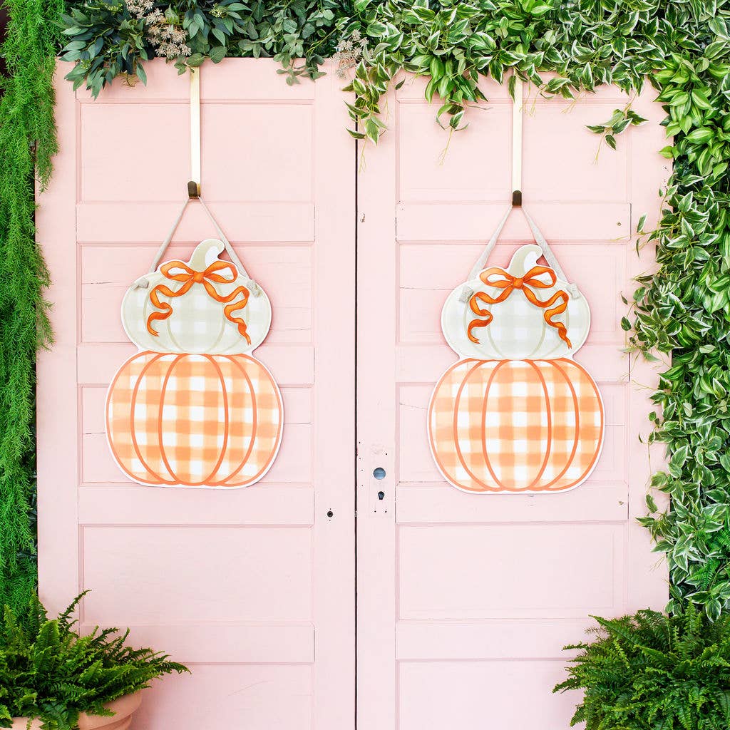 Songbird Grove Collection - Wholesale Door Hanger - Orange Stacked Pumpkin Duo Door Hanger4