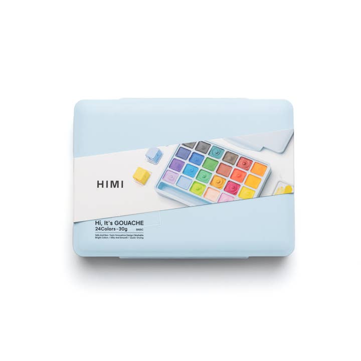 HIMI Jelly Cup Gouache Set 24 Paint Colours Ice Blue Case for wholesale by West Design Products UK