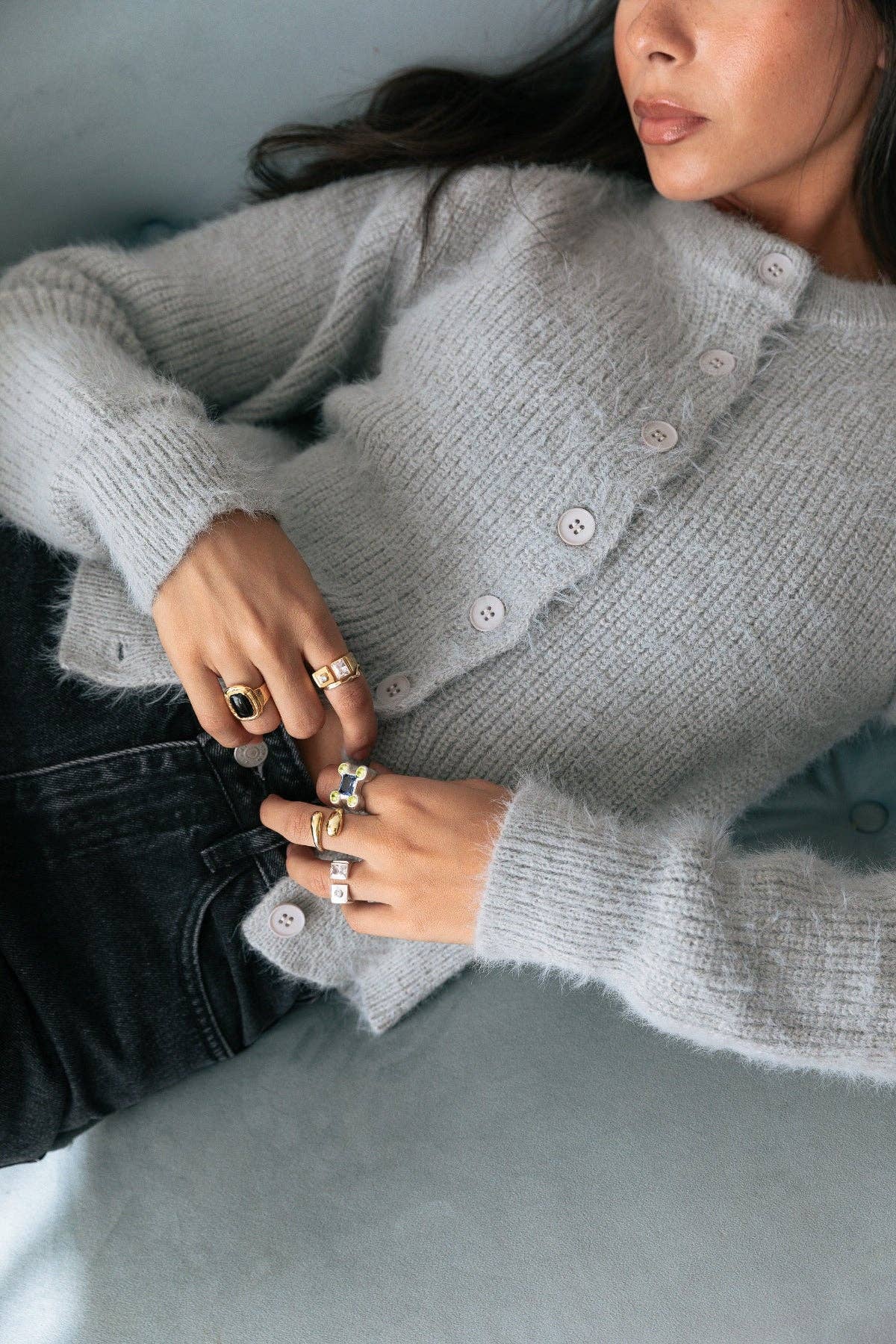 Noor Fluffy Cardigan - Grey for wholesale on Faire1