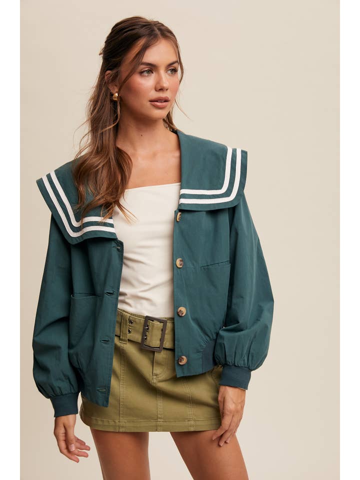 Listicle - Wholesale Jacket - Women's - Sailor Collar Button-Up Jacket LJ01881
