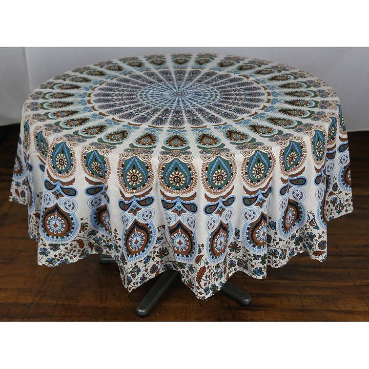 Sunshine Joy - Vente Nappes - Tapisserie ronde Mandala bleu/rouge