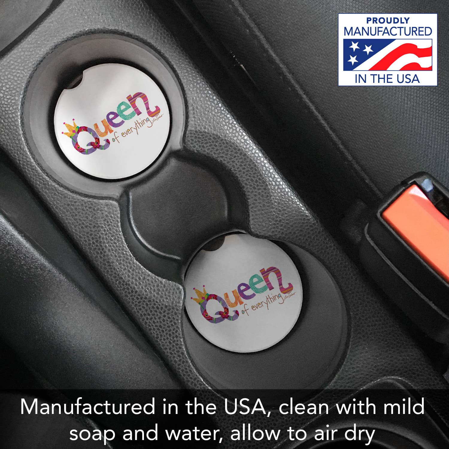 CounterArt/Highland Home/Thirstystone - Vendita all'ingrosso Sottobicchiere per auto - Donna - Sottobicchiere per auto Queen Of Everything Bulk Stone, senza confezione1