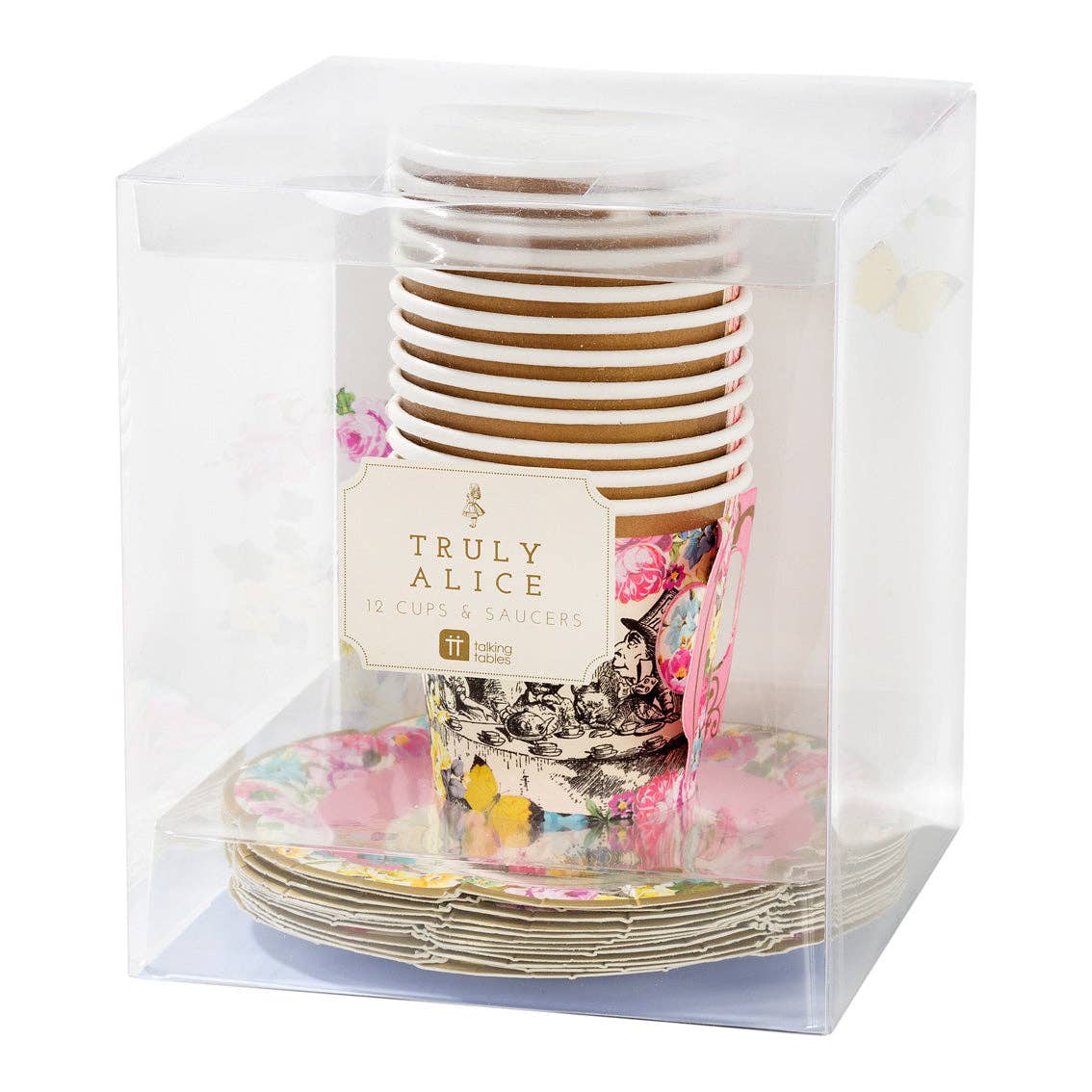 Talking Tables USA - Wholesale Disposable Cup - Alice in Wonderland Pink Cup & Saucer - 12 Pack | Tea |6