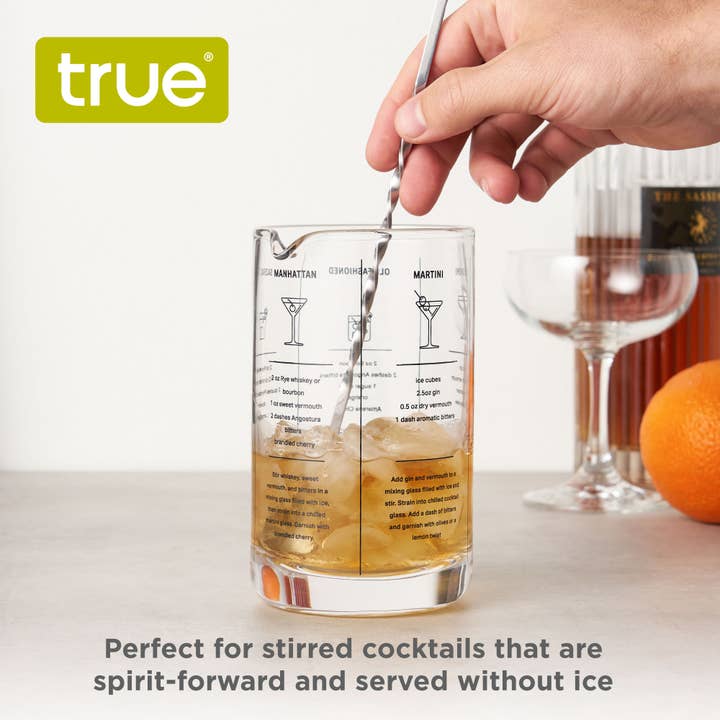 TRUE - Wholesale Cocktail Shaker - 5-Cocktail Recipe Glass Mixing Glass w/ Heavy Base - 17 oz