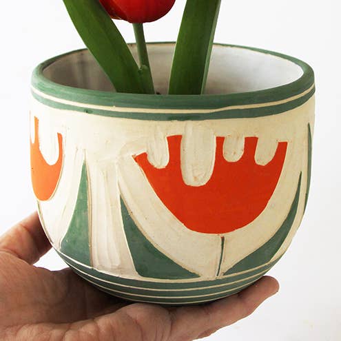 5" Gesneden Rode Tulp Plantenbak voor wholesale door NIKO FAR WEST