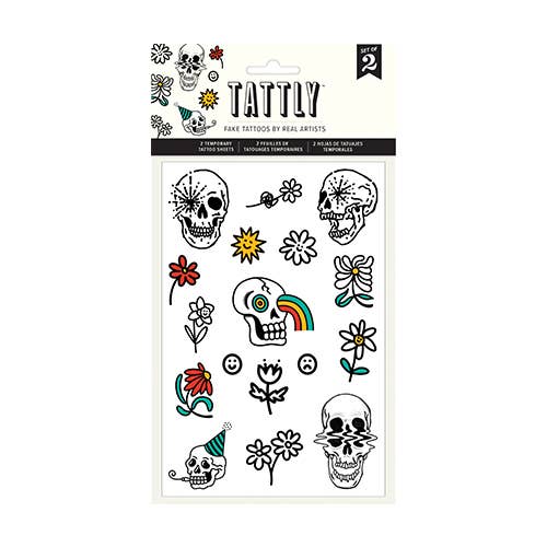 Feuille de tatouage Bones & Flowers pour la vente par Tattly