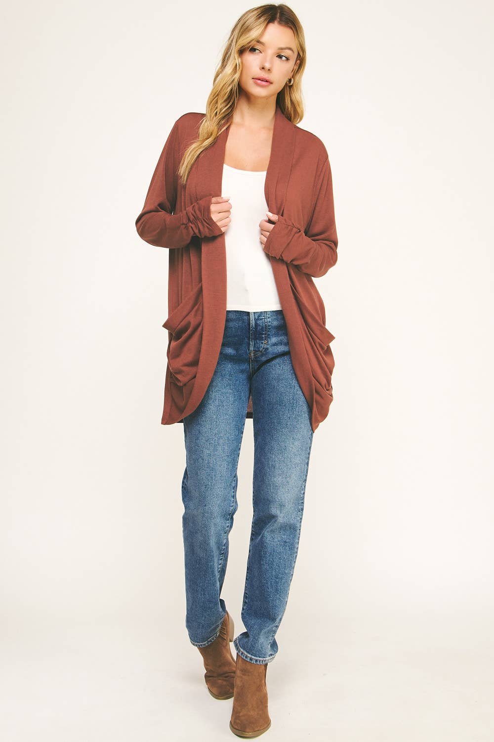 Winslow Collection - Wholesale Cardigan - Women's - SOFT WRAP SHIRRED SIDE OPEN CARDIGAN10