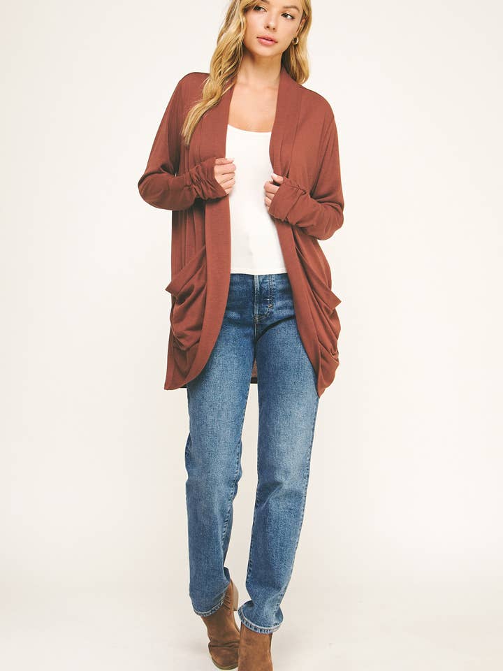 Winslow Collection - Wholesale Cardigan - Women's - SOFT WRAP SHIRRED SIDE OPEN CARDIGAN10