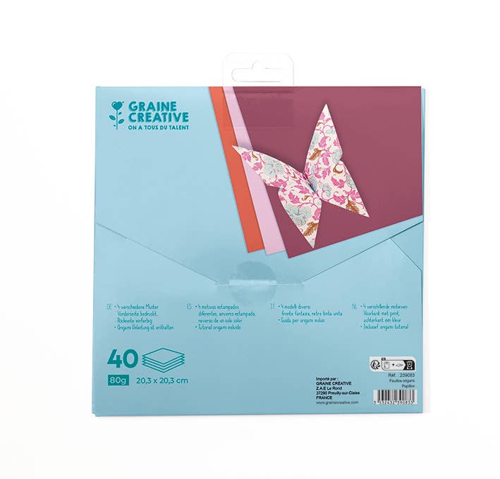 Graine Créative - Wholesale Origami/Kirigami Paper - 40 F. ORIGAMI 20x20 4 PASTEL COLOR DESIGNS2