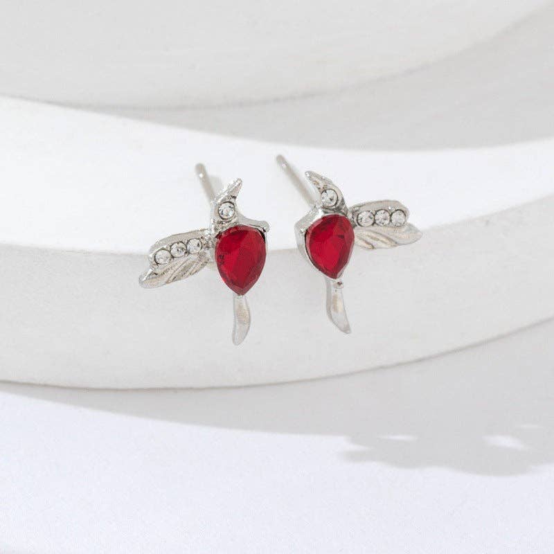 Perimade & Co. LLC - Wholesale Stud/Post Earrings - Dainty Blue Hummingbird Stud Earrings in Stainless Steel1