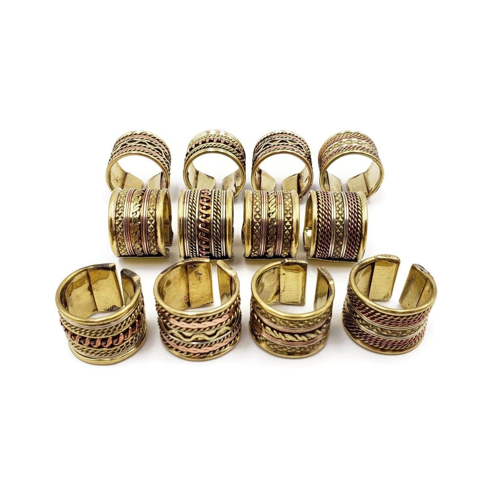 Treasure Jewelry - Wholesale Jewelry Set - Two Tone Boho Brass Rings Set of 121