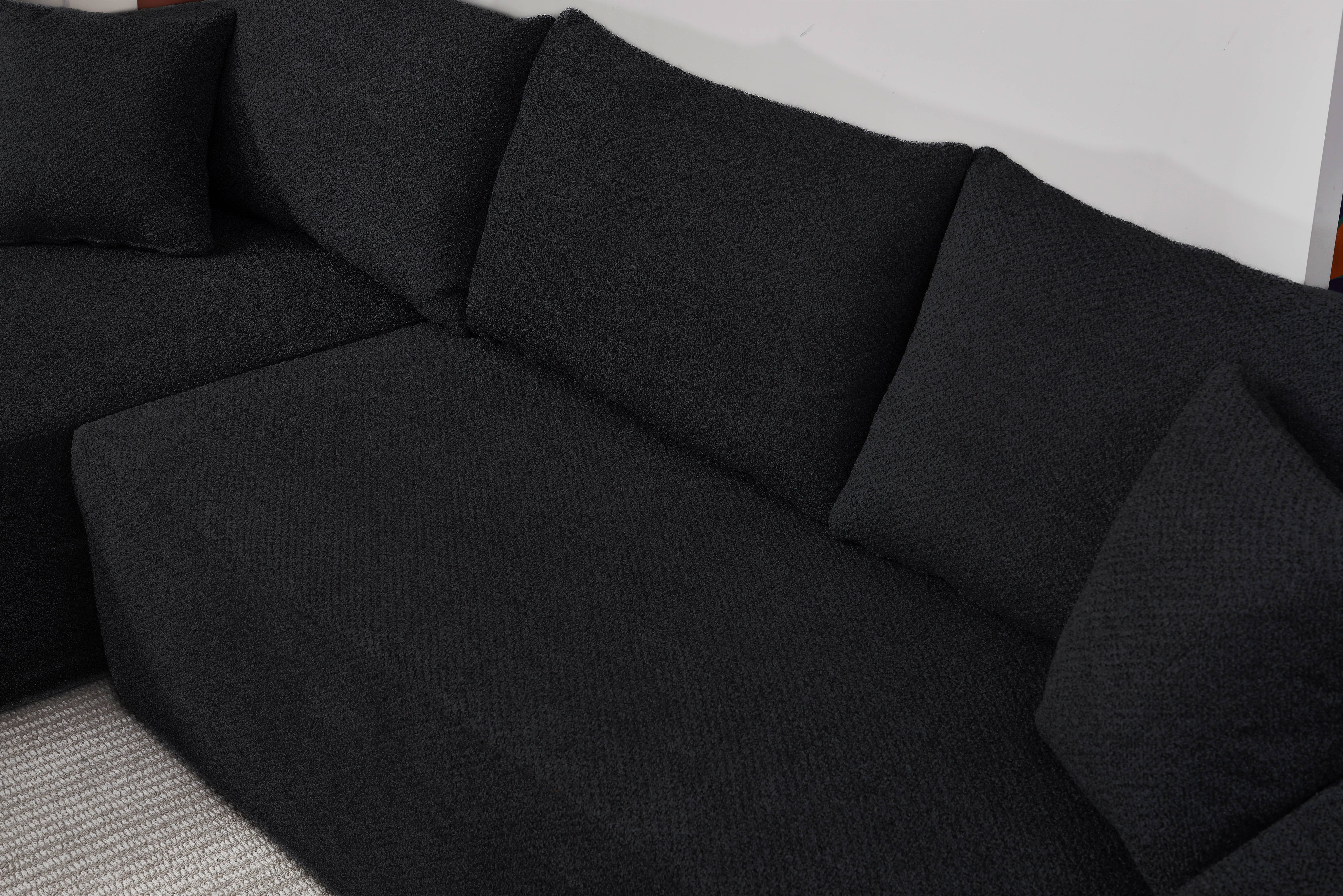 LivingTaste Home Inc - Vente Canapés - Canapé d'angle noir en L – méridienne 3 places5