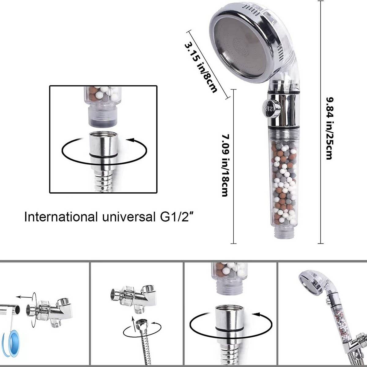 ACCITY - Wholesale Shower Head - THREE-SPEED WATER FILTER SHOWER HEAD WITH BOOSTER_CWASC17037