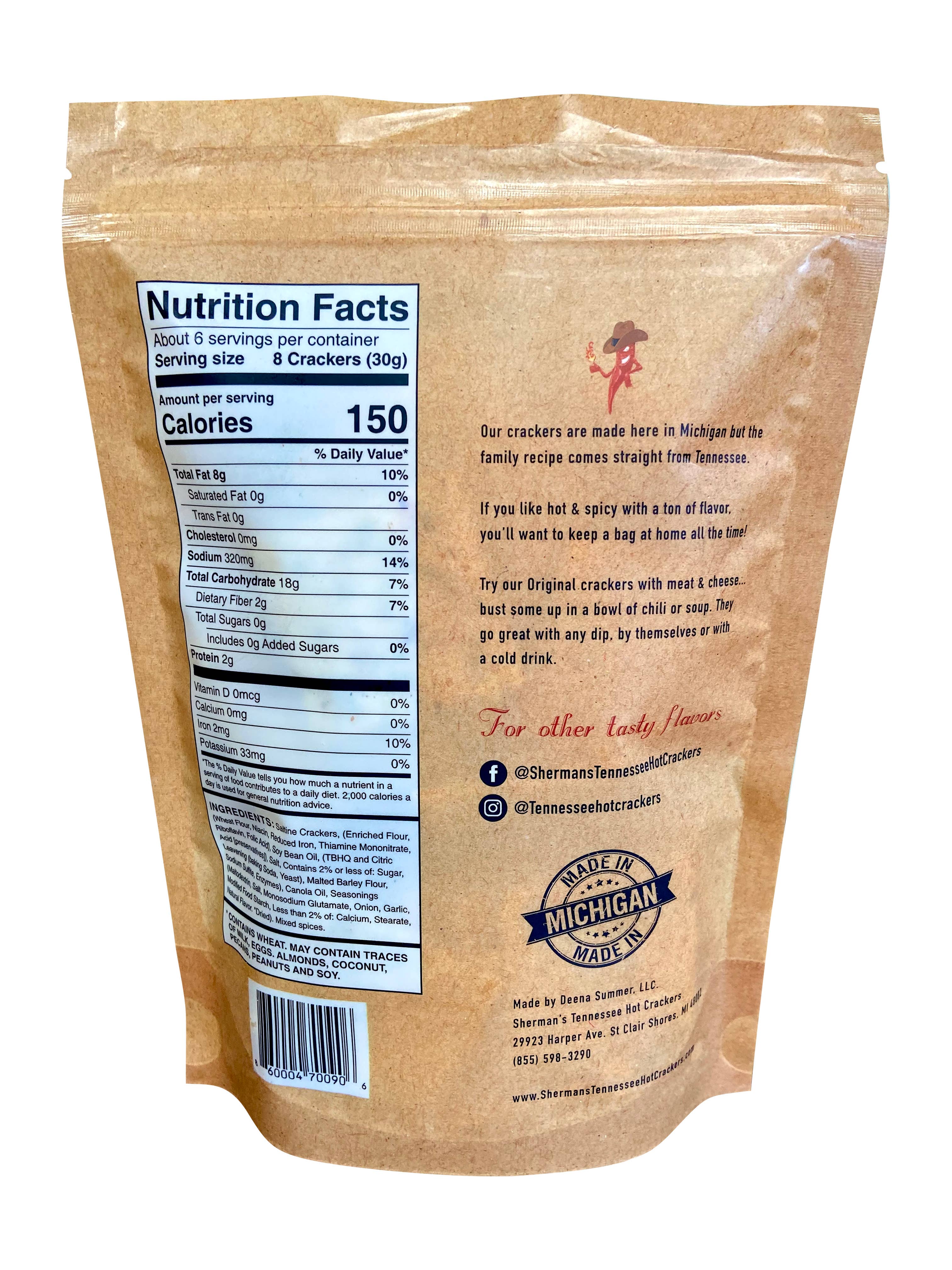 Sherman's Tennessee Hot Crackers - Wholesale Crackers - Sherman's Tennessee Hot Crackers, Original Flavor 30 ct 2