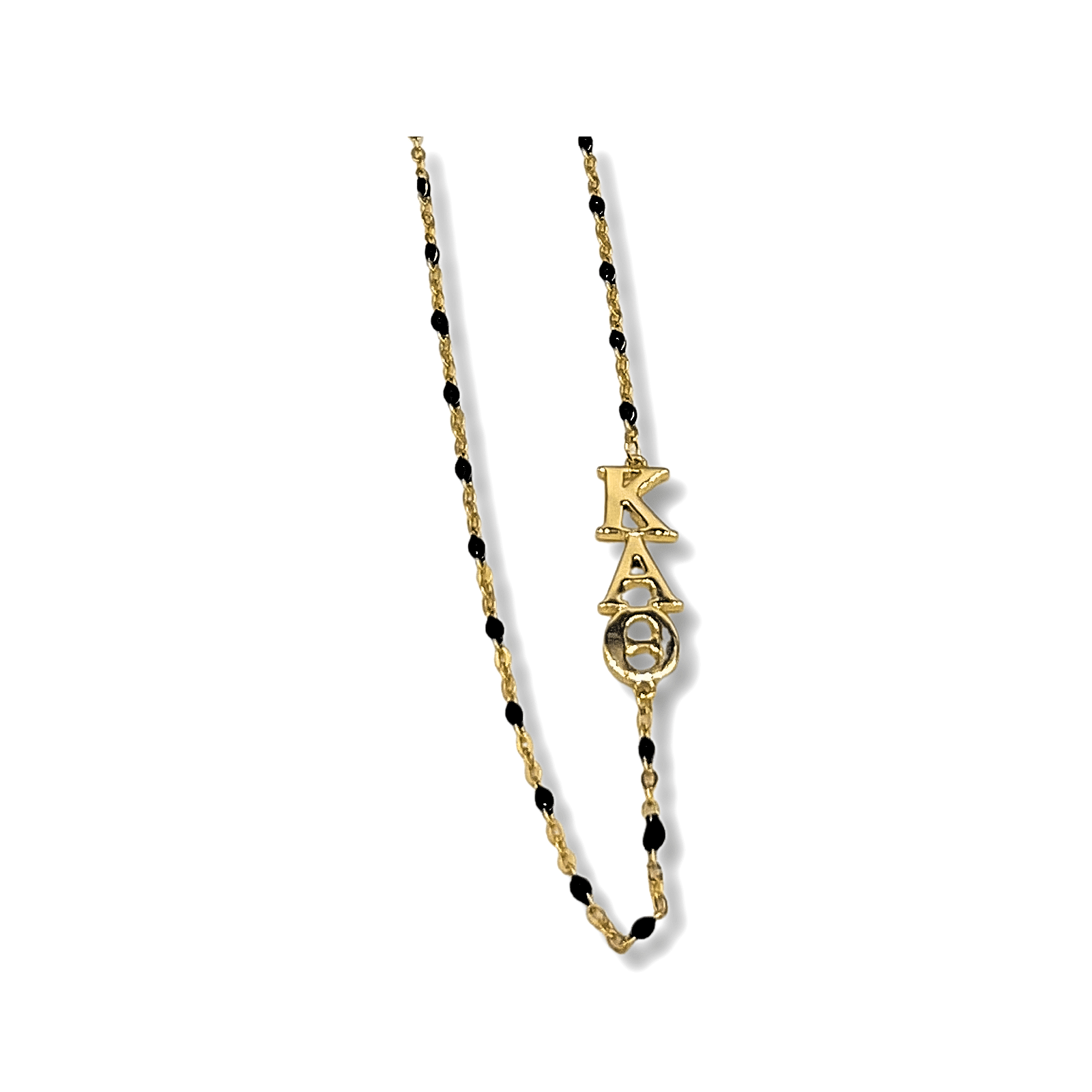 Black N201 KAT-The Kappa Alpha Theta Necklace: Side Set ΚΑΘ Enamel Bead Necklace for wholesale on Faire1