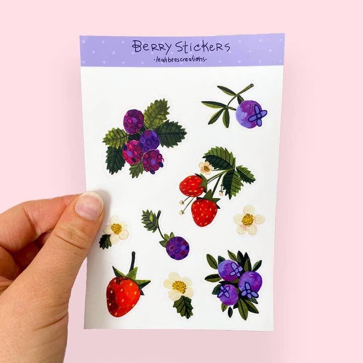 Summer Berries — Vinyl sticker sheet for wholesale by Leah Bees Creations