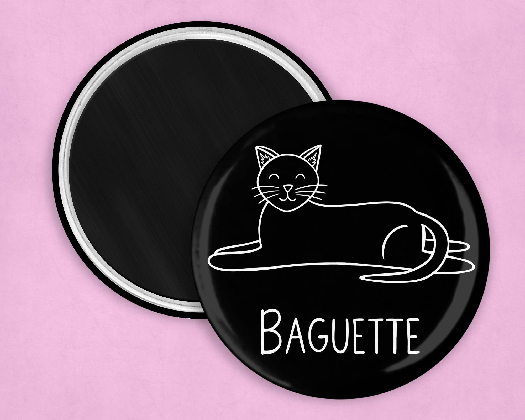 Caroline W Illustration - Wholesale Magnet - Cat bread magnet set of 4 (2.25 inch diameter)1