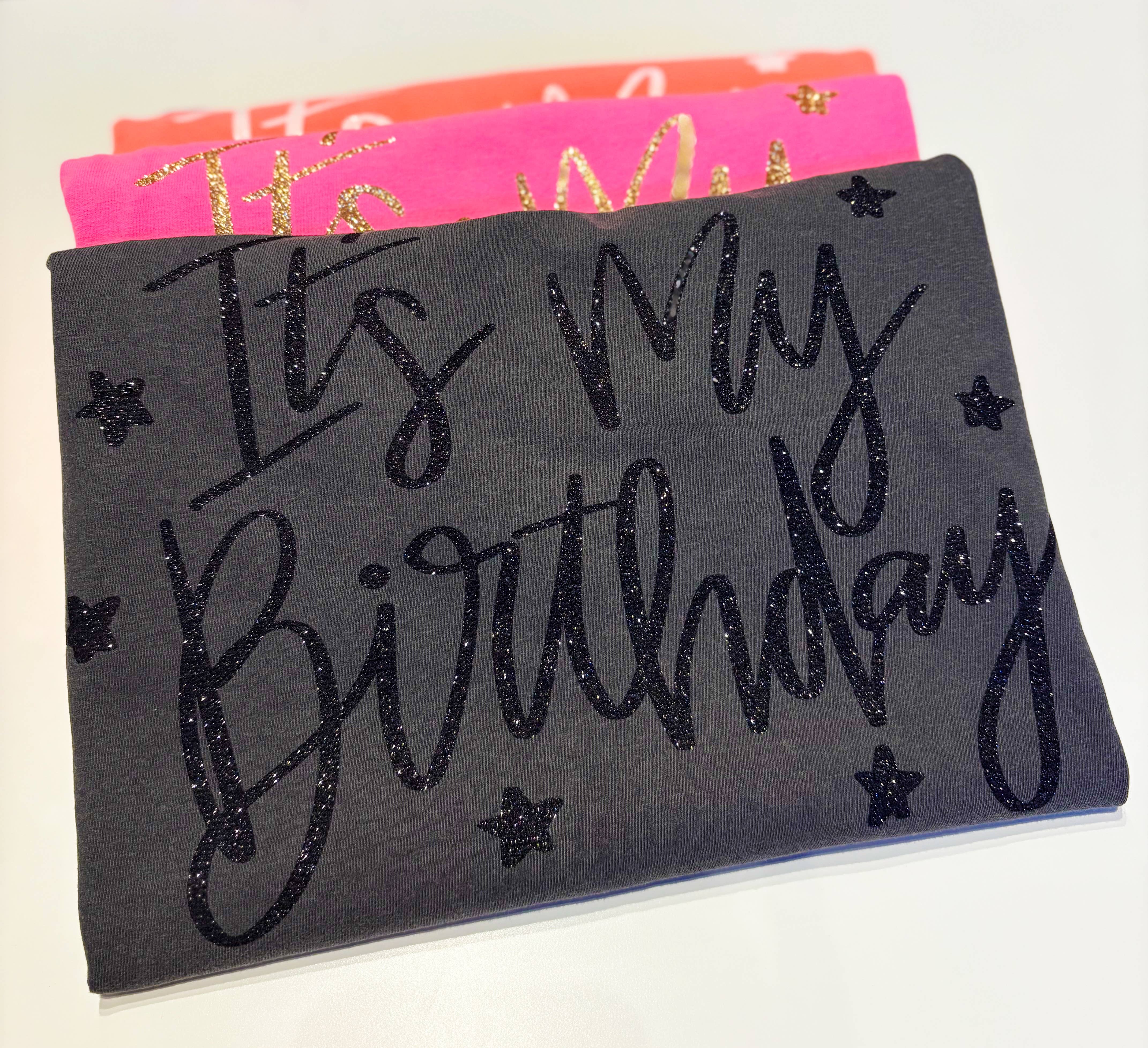 Graphic Tees & Co. - Wholesale Screen Printed T-Shirt - Women's - It's My Birthday Glitter Tee | Birthday Gift0