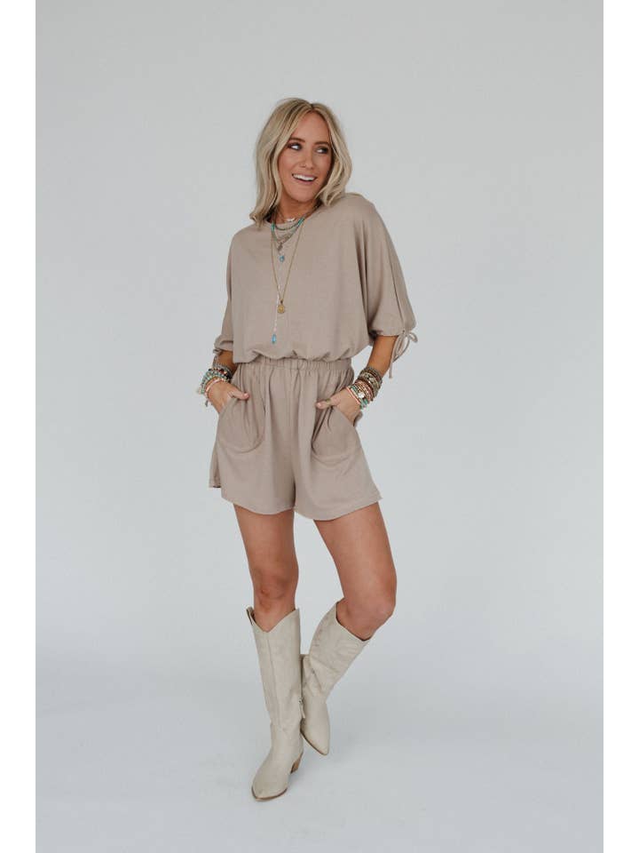 Three Bird Nest - Wholesale Romper - Women's - Carolina Comfy Romper - Taupe