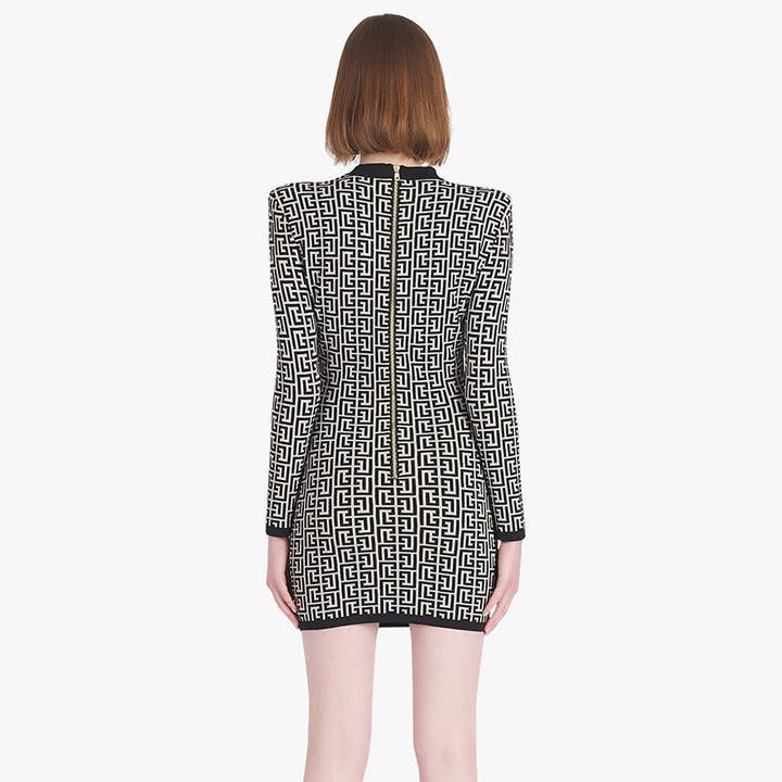 Multi Colored DR020 High-waisted Swastika Pattern Slim-fit Knitted Dress for wholesale on Faire