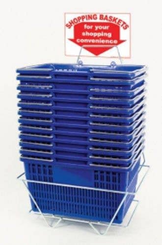 Only Hangers - Wholesale Grocery/Shopping Bag - Shopping Basket Set of 12  Plastic with Sign and Stand (Metal Handles)2