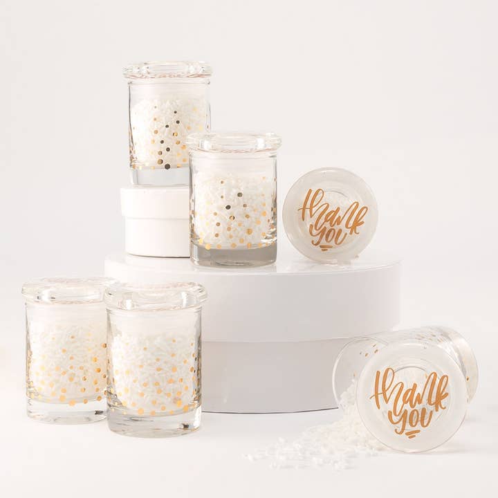 Weddingstar Inc. - Wholesale Party Favor - Gold Foil Confetti Mini Glass Favor Jar With Lid (6)