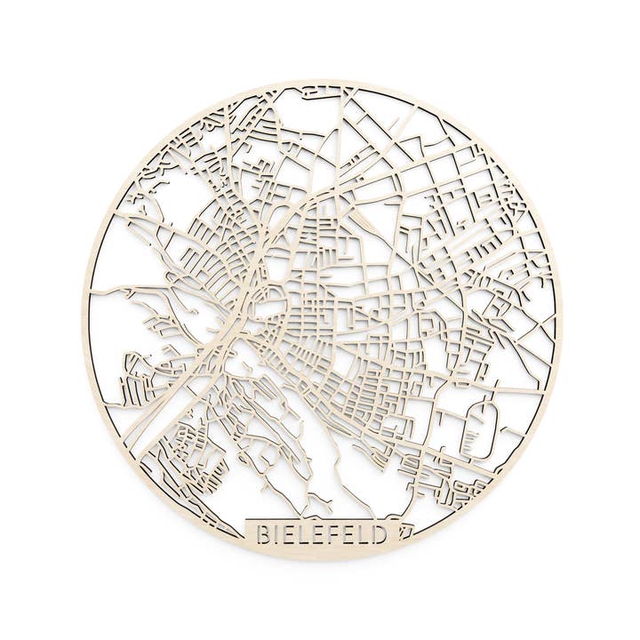 Wooden city map, Germany Bielefeld for wholesale by Papurino