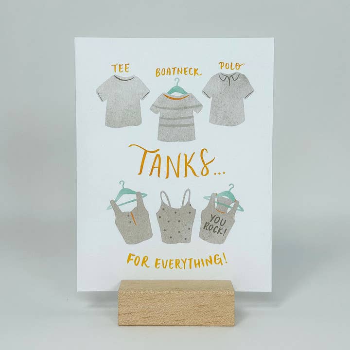 Carte de remerciement -- Débardeurs et t-shirts pour la vente par Pneu Paper // Lovely Why Isle