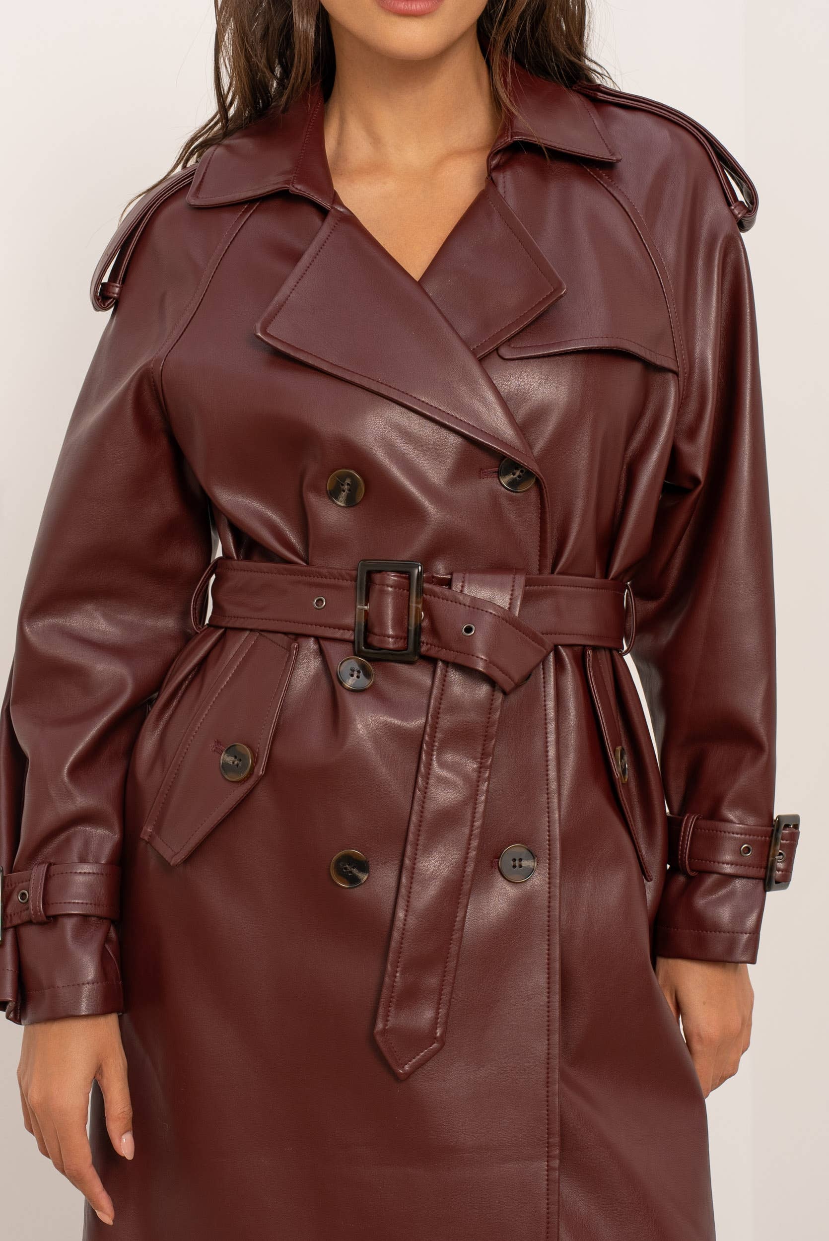 Attentif Paris - Wholesale Trench Coat - Women's - Long vegan leather trench coat25