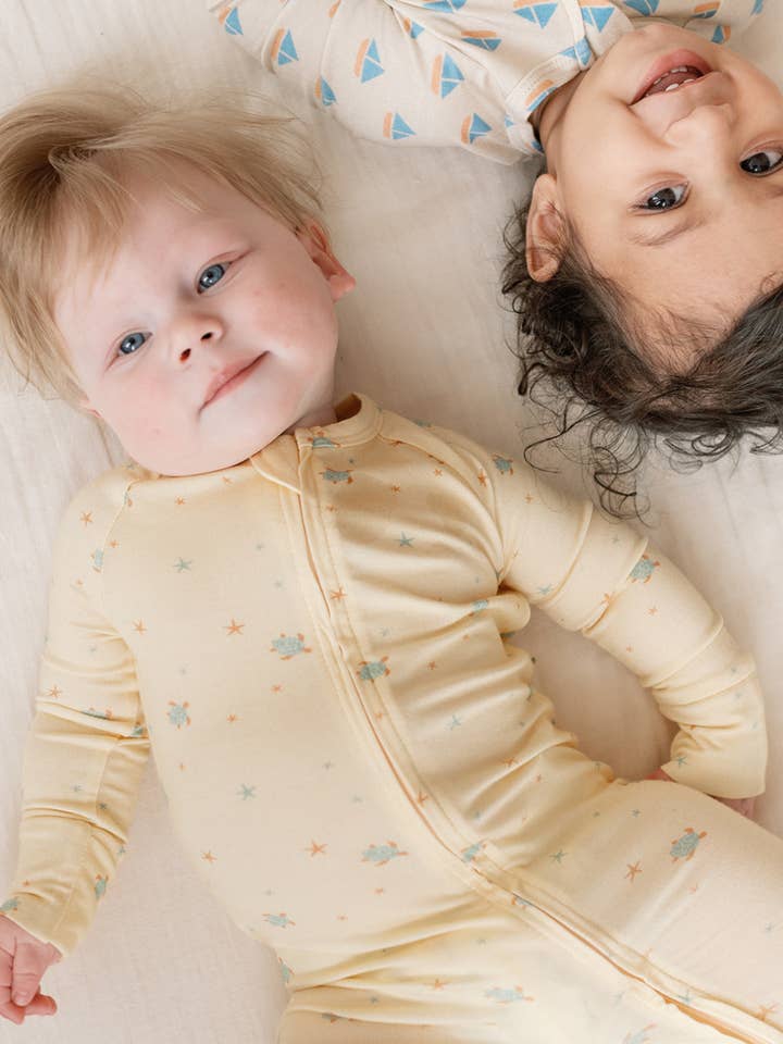 Modal Convertible Footy Pajamas in Turtles for wholesale by Dear Hayden