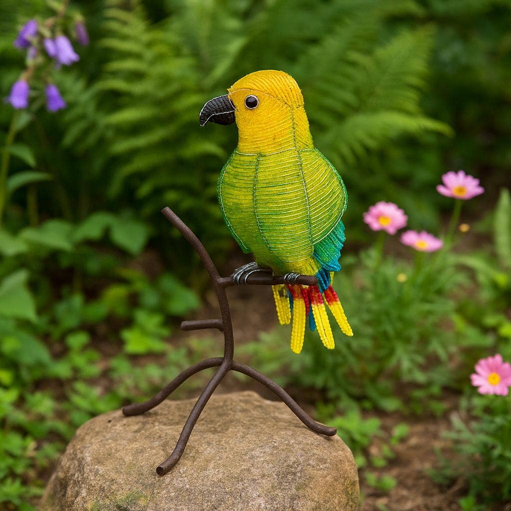 Beadworx By Extol Accessories Ltd. - Wholesale Sculpture - Parrot On Perch, Green4