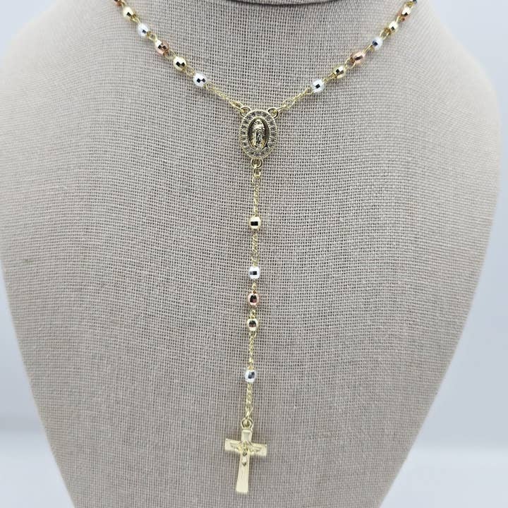 Rosario 3 Oros Vierge de Guadalupe 24" pour la vente par Angelica Arteaga