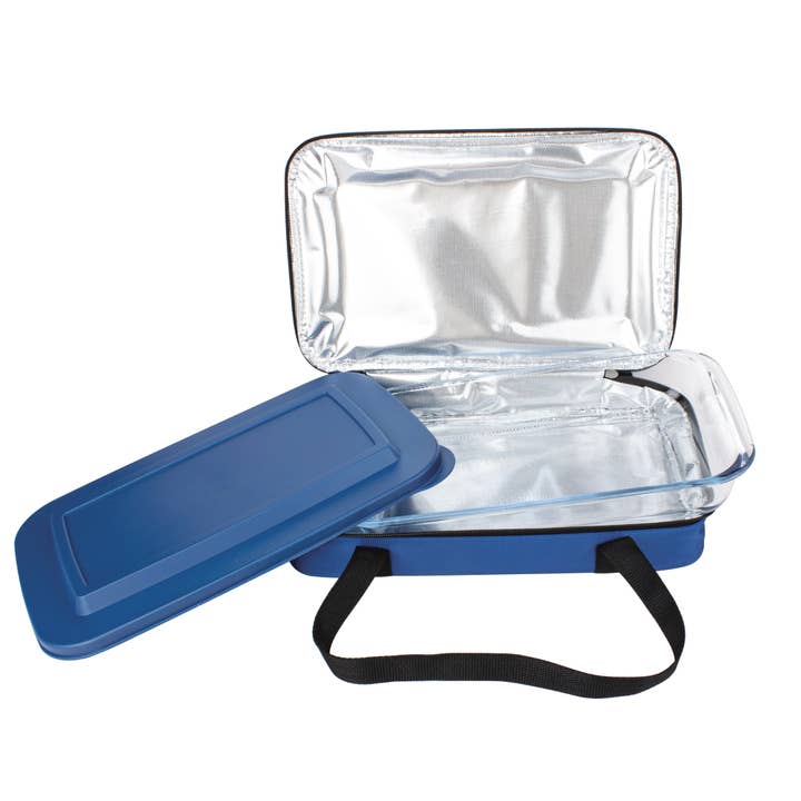 Casserole en verre Le Regalo avec sac de transport isotherme, couleur bleue pour la vente par Style Asia