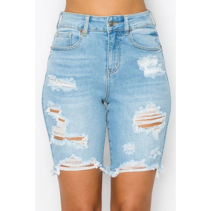 HiteJeans – wholesale Shorts – Dam – FÖRSTÖRDA POJKVÄN BERMUDA JEANSSHORTS