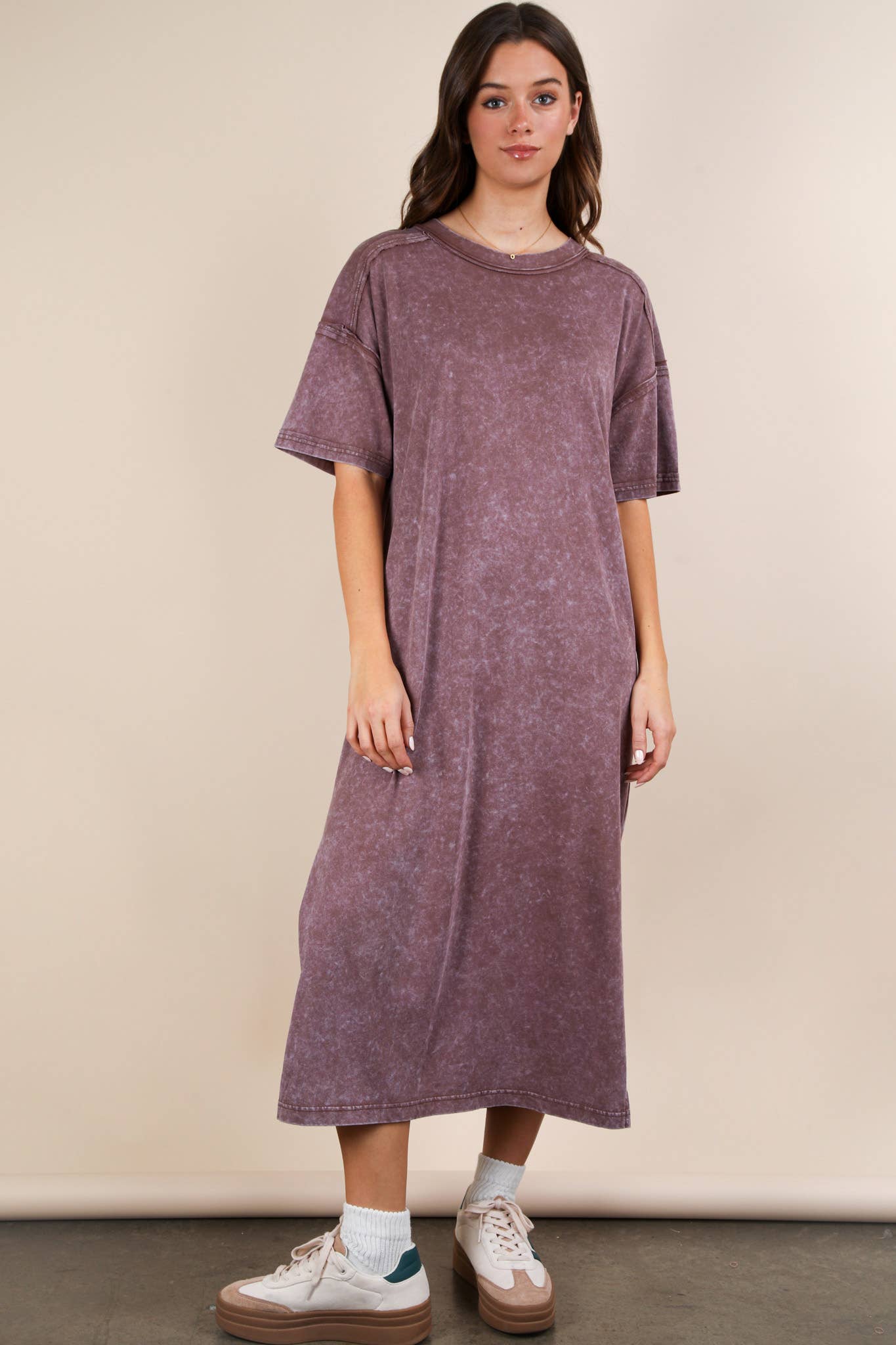 VERY J - Vente Robe – femme - Robe midi décontractée confortable lavée minérale33