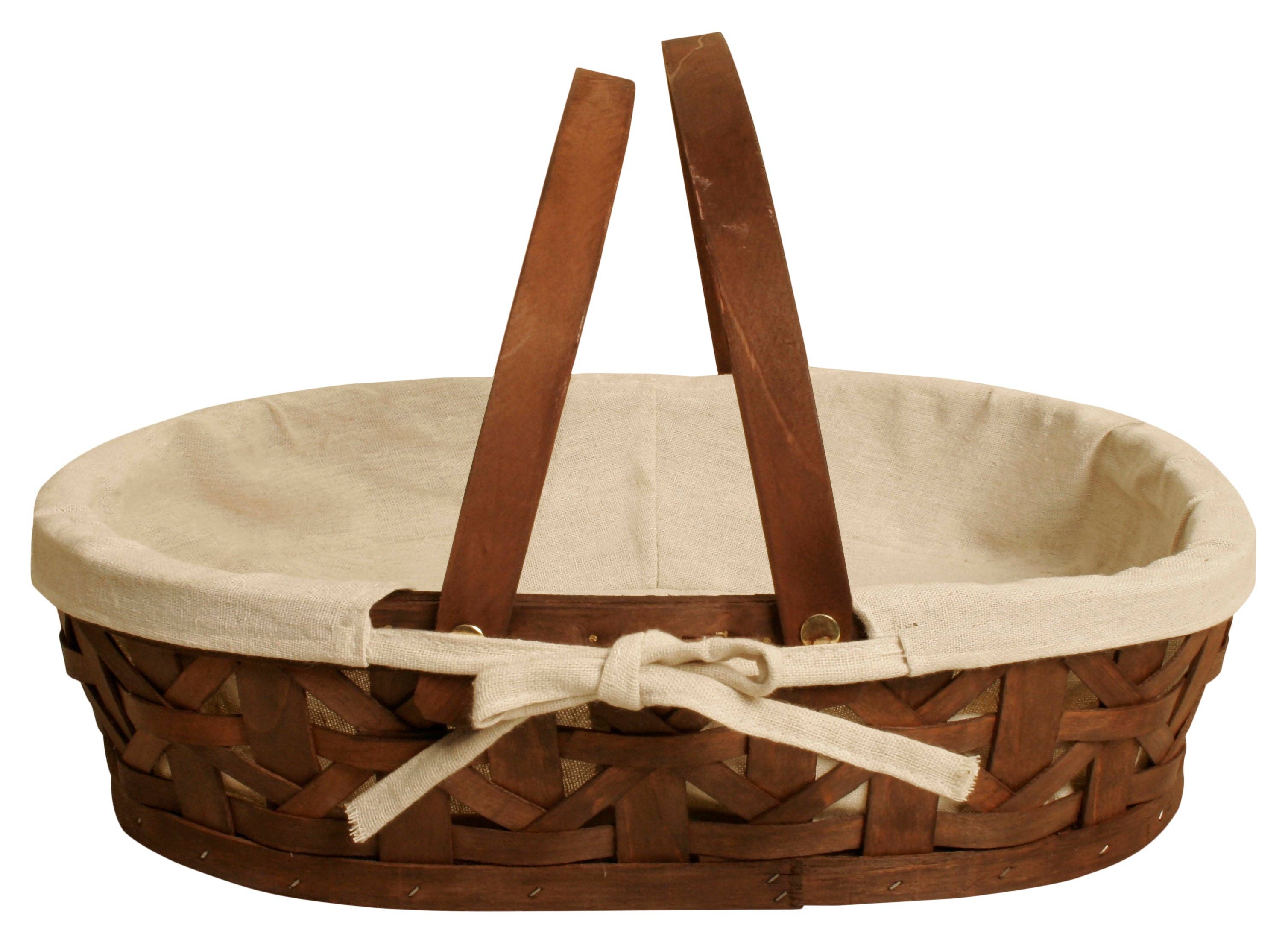 WALD IMPORTS - Wholesale Basket - 17" Stained Woodchip Basket w/Cloth Liner