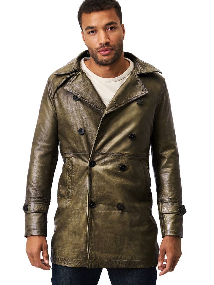 Ricano Salvatore herrkappa i dubbelt knäppt lammnappaläder för wholesale av Ricano