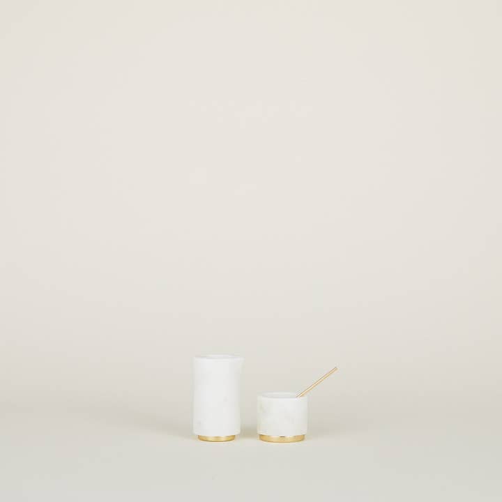 Hawkins New York - Wholesale Condiment/Dip Bowl - SIMPLE MARBLE + BRASS SUGAR PINCH POT