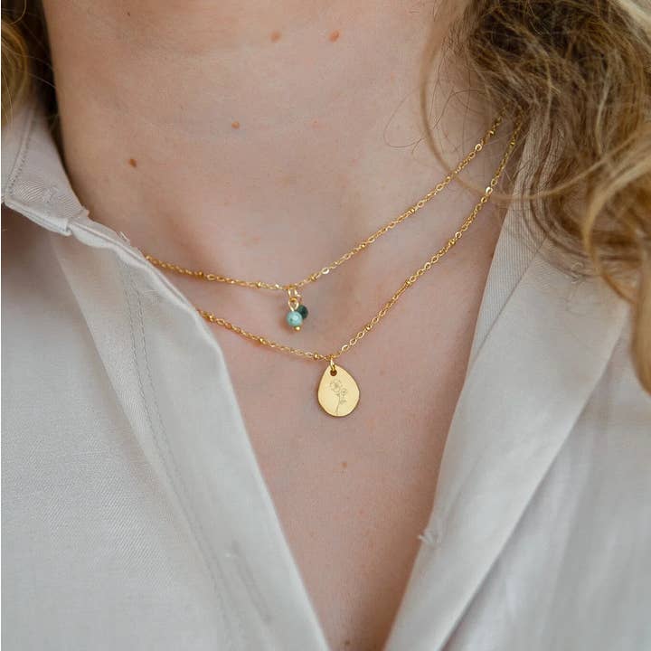 Golden Birth Flower Necklace (available per month) for wholesale by Saint Clairmont