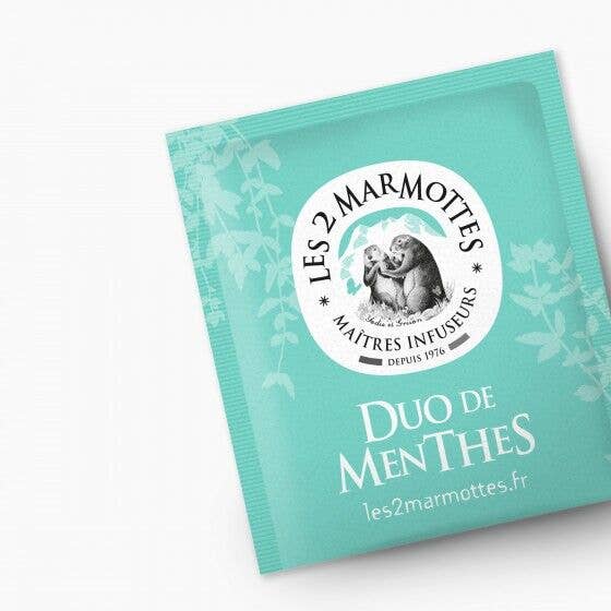 Les 2 Marmottes - Venta al por mayor Tés saludables/desintoxicantes - Infusión orgánica de 2 mentas: té 100 % orgánico de menta dulce y menta piperita2